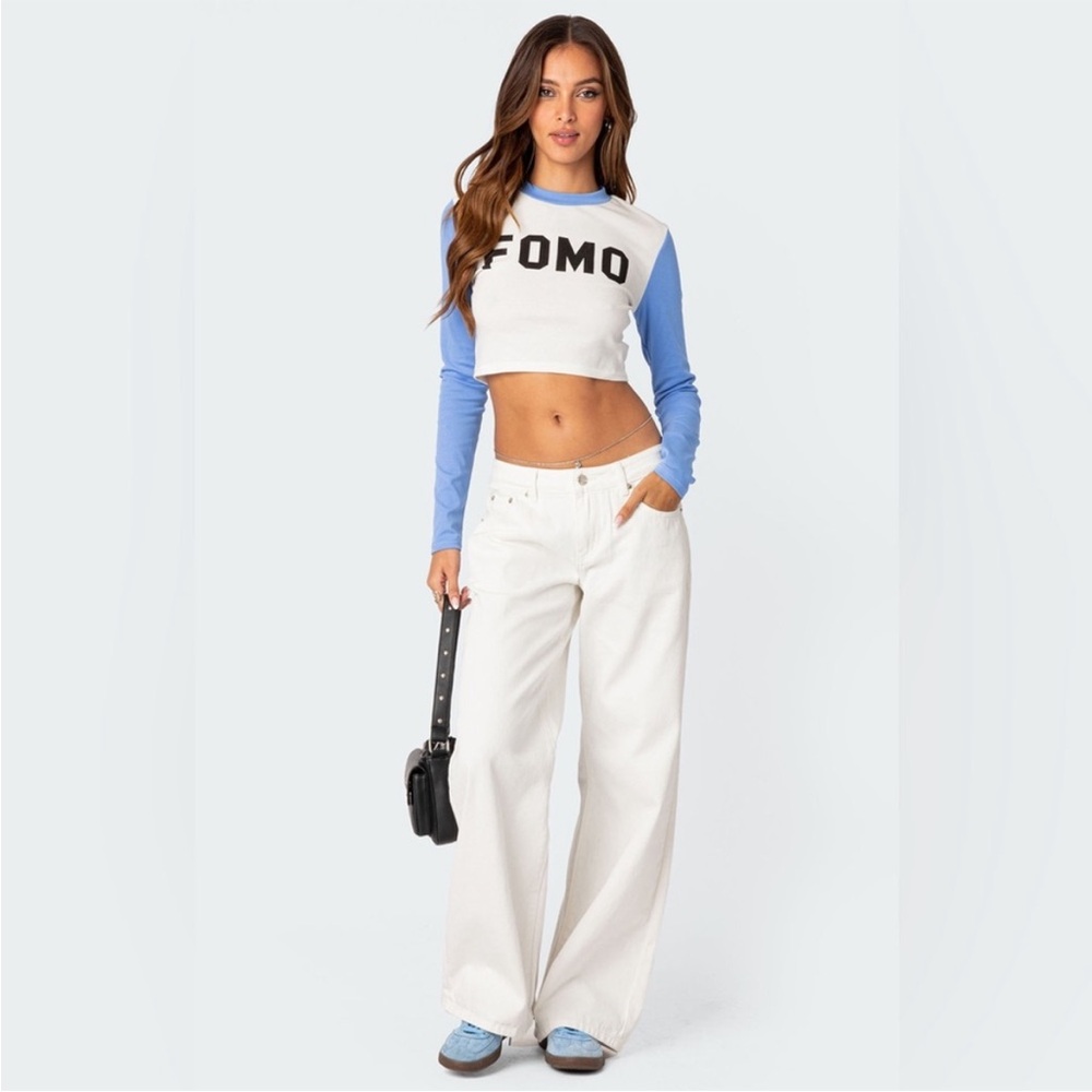 Edikted White Wide Leg Jeans